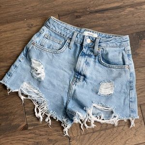 Forever21 sz 25 light denim deconstructed high waist jean shorts